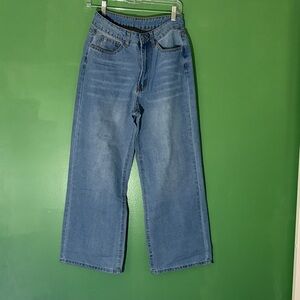 Wide-Leg Blue Jeans